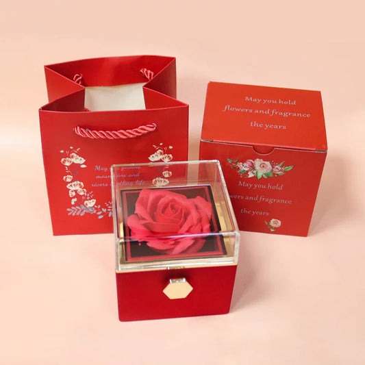 Coffret Cadeau Rose Eternelle Rotatif Saint-Valentin